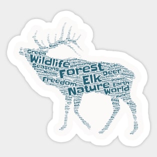 Elk Animal Wildlife Text Word Cloud Sticker